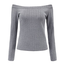 Sexy Tops Women Slash Neck Crop Top Long Sleeve Off Shoulder Top Tees For Women Tight Cropped Top