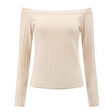 Sexy Tops Women Slash Neck Crop Top Long Sleeve Off Shoulder Top Tees For Women Tight Cropped Top
