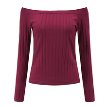 Sexy Tops Women Slash Neck Crop Top Long Sleeve Off Shoulder Top Tees For Women Tight Cropped Top