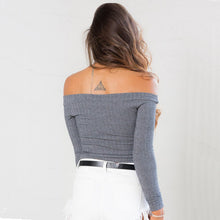 Sexy Tops Women Slash Neck Crop Top Long Sleeve Off Shoulder Top Tees For Women Tight Cropped Top