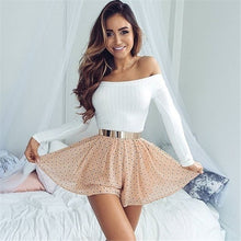 Sexy Tops Women Slash Neck Crop Top Long Sleeve Off Shoulder Top Tees For Women Tight Cropped Top