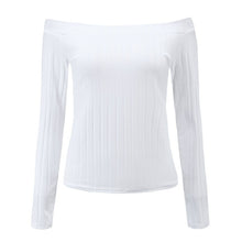 Sexy Tops Women Slash Neck Crop Top Long Sleeve Off Shoulder Top Tees For Women Tight Cropped Top
