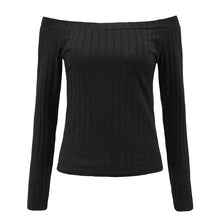 Sexy Tops Women Slash Neck Crop Top Long Sleeve Off Shoulder Top Tees For Women Tight Cropped Top