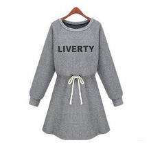 Womens Dress Warm Long Sleeve Letter Print Women Knitted Dress Fleece Hoody Sweatshirts Gray Black XXL
