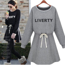 Womens Dress Warm Long Sleeve Letter Print Women Knitted Dress Fleece Hoody Sweatshirts Gray Black XXL