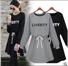 Womens Dress Warm Long Sleeve Letter Print Women Knitted Dress Fleece Hoody Sweatshirts Gray Black XXL