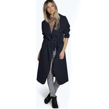 Turn Down Collar Trench Coat Elegant Slim Belt Wool Trench Coat For Women Long Sleeve Trench Long