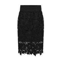 Black White Lace Skirts Womens High Waist Midi Skirt Wide Band Elastic Waist Pencil Skirt Lace Crochet Sexy Skirt Saia
