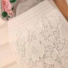 Black White Lace Skirts Womens High Waist Midi Skirt Wide Band Elastic Waist Pencil Skirt Lace Crochet Sexy Skirt Saia