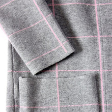 Classic Plaid Knitted Cardigan Long Women's Jacket Long Sleeve Turn Down Collar Sweater Cardigan Women