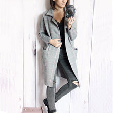 Classic Plaid Knitted Cardigan Long Women's Jacket Long Sleeve Turn Down Collar Sweater Cardigan Women