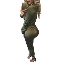 Army Green Rompers Womens Jumpsuit Sexy Zipper Up Bodycon Jumpsuit Combinaison Femme Slim Long Sleeve Overalls