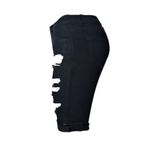 Black Ripped Hole Shorts Women Denim Short Jeans High Waist Shorts Sexy Hip Lift Denim Shorts Big Sized
