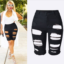 Black Ripped Hole Shorts Women Denim Short Jeans High Waist Shorts Sexy Hip Lift Denim Shorts Big Sized