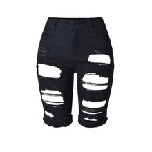 Black Ripped Hole Shorts Women Denim Short Jeans High Waist Shorts Sexy Hip Lift Denim Shorts Big Sized