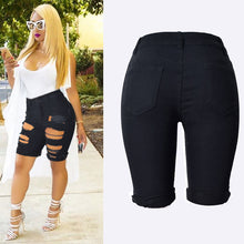 Black Ripped Hole Shorts Women Denim Short Jeans High Waist Shorts Sexy Hip Lift Denim Shorts Big Sized