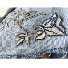 Blue Rose Embroidery Denim Shorts 3D Flower High Waist Jeans Short Femme Casual Shorts Plus Size