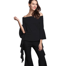 Slash Neck Women Tops Sexy Off Shoulder Women Blouses And Shirts Slim Ruffle Sleeve Shirt Tops For Women