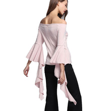 Slash Neck Women Tops Sexy Off Shoulder Women Blouses And Shirts Slim Ruffle Sleeve Shirt Tops For Women