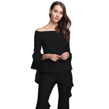 Slash Neck Women Tops Sexy Off Shoulder Women Blouses And Shirts Slim Ruffle Sleeve Shirt Tops For Women