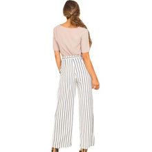 Striped Wide Leg Pants White Trousers High Waist Women Pants Pantalon Femme Loose Pants For Women