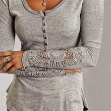 Lace Crochet Button T Shirt Women Hollow Lace Long Sleeve T Shirts For Women Slim Casual Tops Tee Shirt Femme