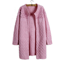 Pearls Beaded Women Long Cardigan Women's Knitted Sweater Cardigan Femme Thick Warm Long Cardigan