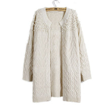 Pearls Beaded Women Long Cardigan Women's Knitted Sweater Cardigan Femme Thick Warm Long Cardigan