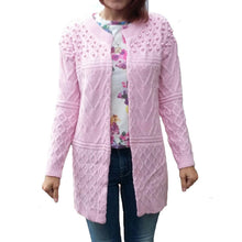 Pearls Beaded Women Long Cardigan Women's Knitted Sweater Cardigan Femme Thick Warm Long Cardigan