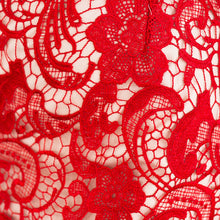 Red Lace Party Dress Sexy Back Open Bodycon Dress Women High Neck Off Shoulder Dresses For Women Hollow Out Club Dress