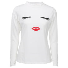 Red Lips Smiling Women T Shirt Sexy Slim Printed Top Tees Femm Black White Pink Casual Long Sleeve T Shirt Women Tops