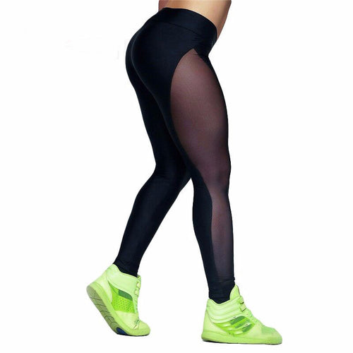 Sexy Mesh Patchwork Skinny Leggings High Elastic Fitness Leggings Women Workout Legins Pants High Waisted Plus Size