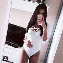 Sexy Womens Bodysuit Cross Bandage Bodycon Jumpsuit Skinny Tight Body Top Open Chest Shorts Jumpsuit Women
