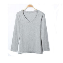 Slim Basic T shirts Oversized Cotton Women T shirt Sexy V Neck Long Sleeve Basic Top Lady Casual Solid Tee Shirts XXL