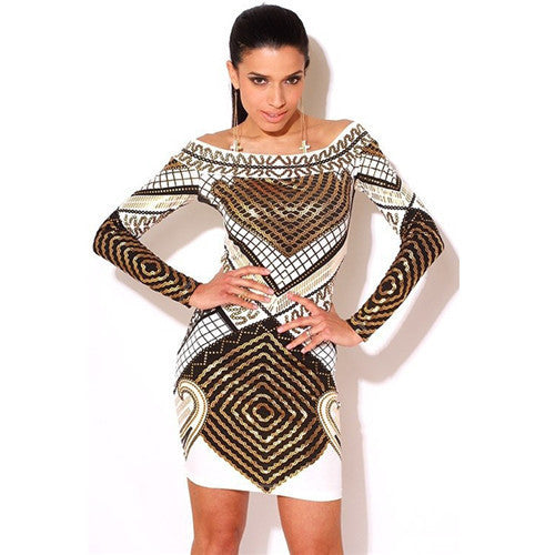 3D Print Women Dress Sexy Off Shoulder Bodycon Dress Slim Slash Neck Party Dresses Digit Printed Dress