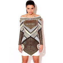 3D Print Women Dress Sexy Off Shoulder Bodycon Dress Slim Slash Neck Party Dresses Digit Printed Dress