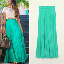 new-fashion-long-chiffon-skirts-candy-color-pleated-maxi-womens-skirts-y4 BBL
