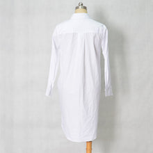 Black White Long Shirt Dress For Women Front Knot Sexy Dress Long Sleeve Turn Down Collar Dress Robe