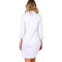 Black White Long Shirt Dress For Women Front Knot Sexy Dress Long Sleeve Turn Down Collar Dress Robe