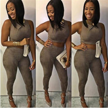 Two Piece Outfits Women Suede Bodycon Jumpsuit Sexy Cropped Rompers Womens Jumpsuit 2 Piece Set Women