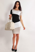 Women Patchwork Dress Elegant Slim O-neck Short Sleeve Casual Pencil Cocktail Bodycon Women Dresses Vestidos M0069