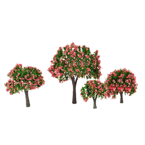 4pcs-plastic-trees-model-white-and-pink-flower-trees-model-train-layout-garden-scenery-diorama-miniature-model-toys BBL