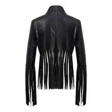 Black Leather Jacket Tassels Punk Motorcycle Women Jacket Slim Fringed Jacket Coat Women Chaquetas Mujer