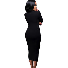 Knitted Midi Dress Elegant Button Up Long Dress Women Sexy V Neck Bodycon Dress Ladies Wrap Dresses