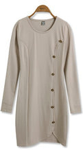 Long Sleeve Button Pattern Women Dress Plus Size O Neck Knitted Office Wear Dress Sexy Bodycon Dress Women