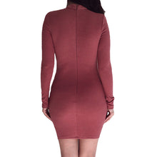 Turtleneck Knitted Dress Lace Up Sexy Bodycon Dress Long Sleeve Slim Mini Knitwear Dresses Fow Women