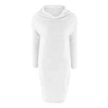 Dress Scarf Collar Knitted Dress Casual Long Sleeve Sweater Dress For Women Gray White Pink