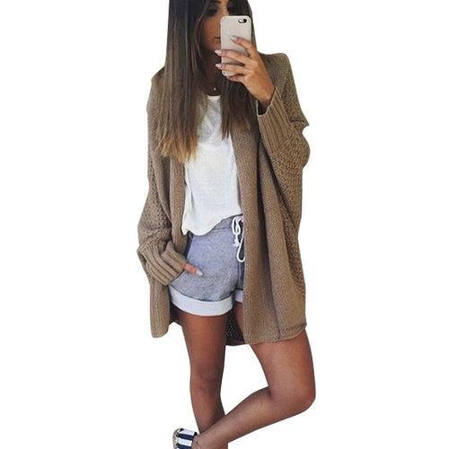 Batwing Knitted Shrug Sweater Women Tricot Warm Jumper Sweater Oversize Shawl Cardigan Sweaters