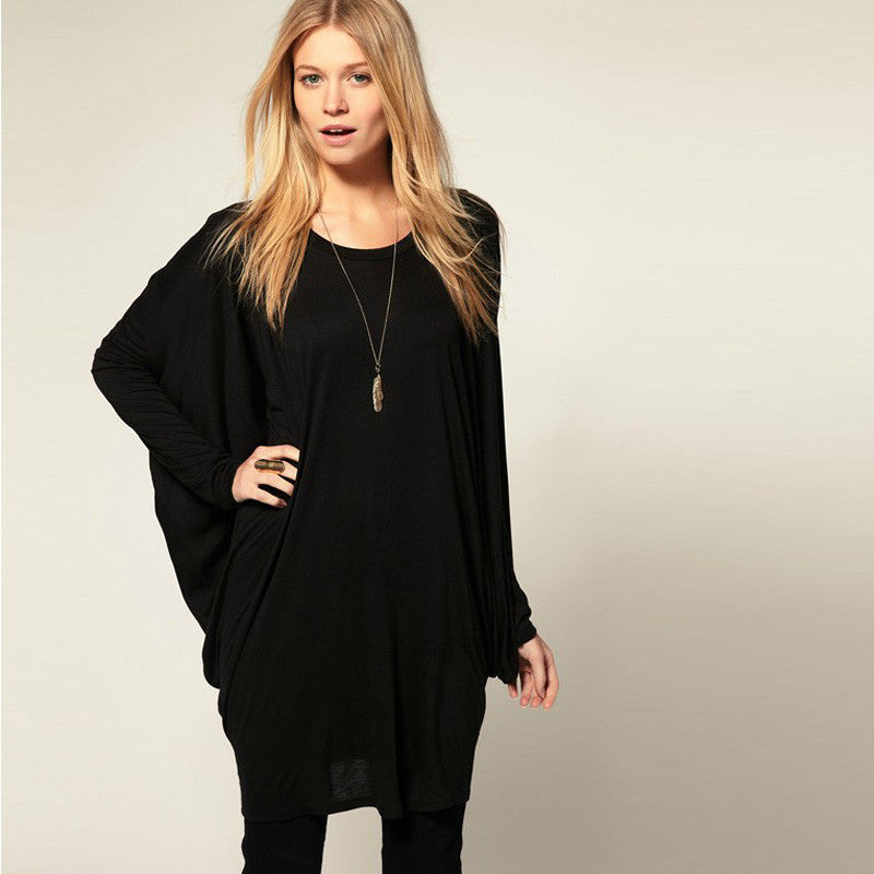 chic-women-over-size-t-shirt-batwing-long-sleeve-knit-loose-tops-shirt-casual-shirts BBL