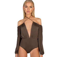 Off Shoulder Bodysuit Top Sexy Deep V Neck Halter Top Backless Body Top Cold Shoulder Bodysuit Women